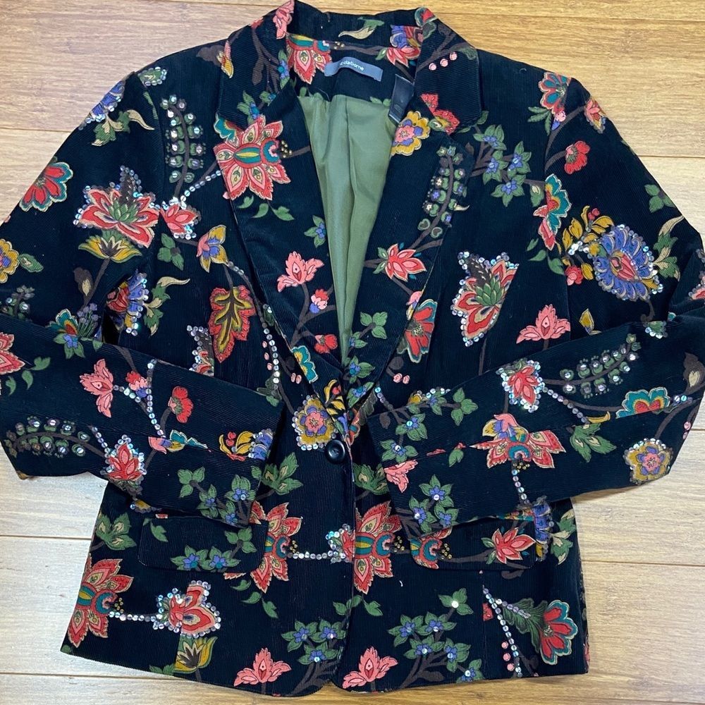 Liz Claiborne Y2K Floral Corduroy Cotton Blazer size 12